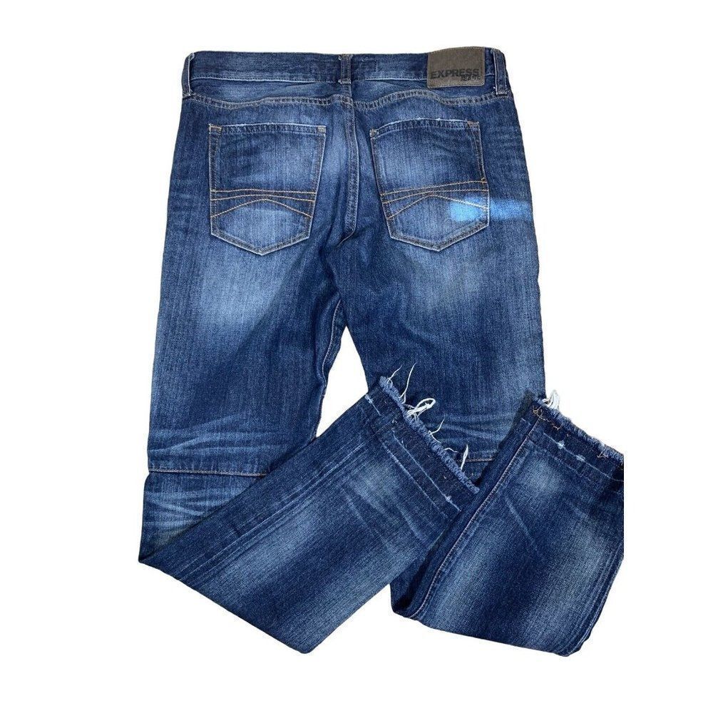 Express Jeans Mens 32x32  Skinny Moto Alec Stretch Distressed Denim